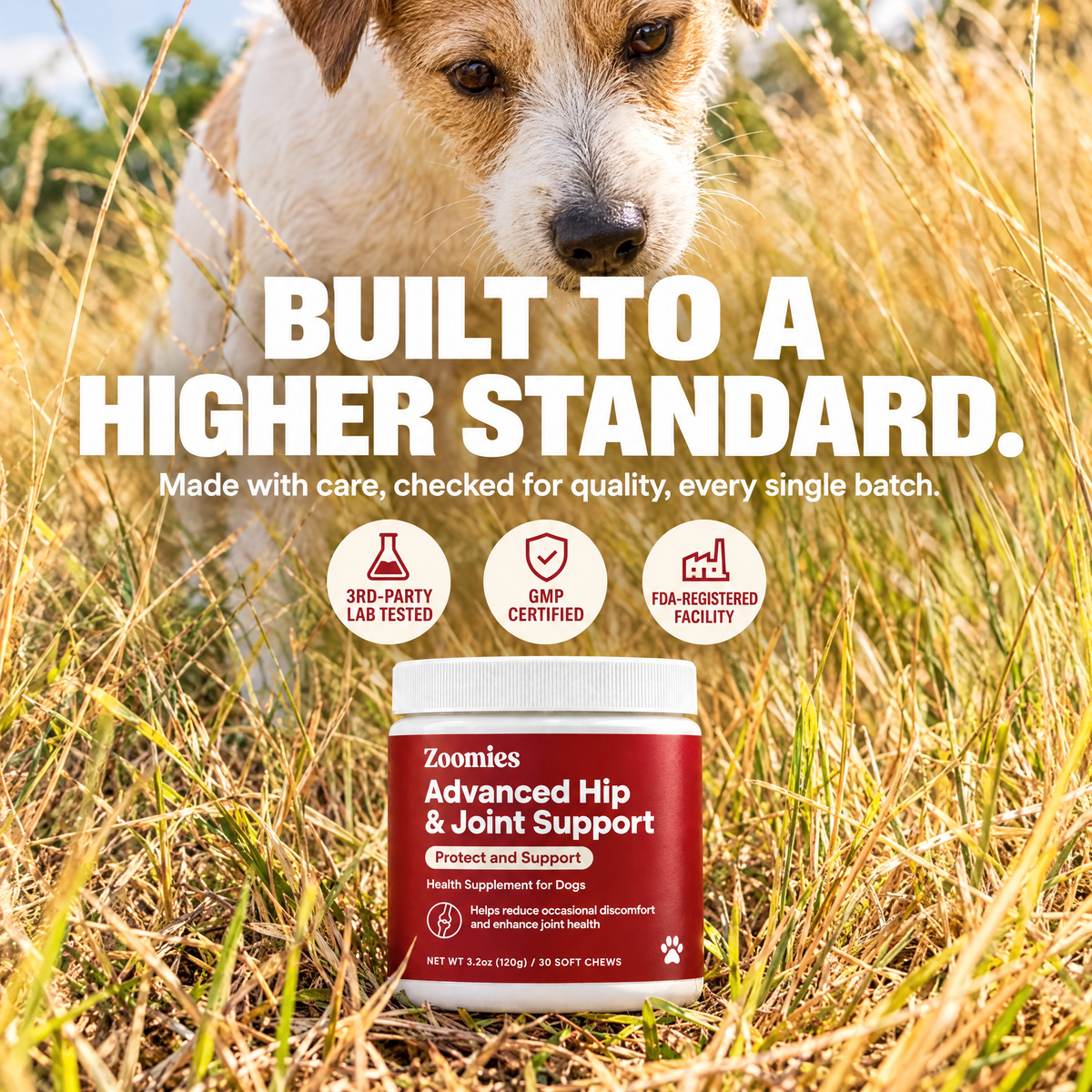 Built to a higher standard: 3rd-party lab tested, GMP certified, FDA-registered facility