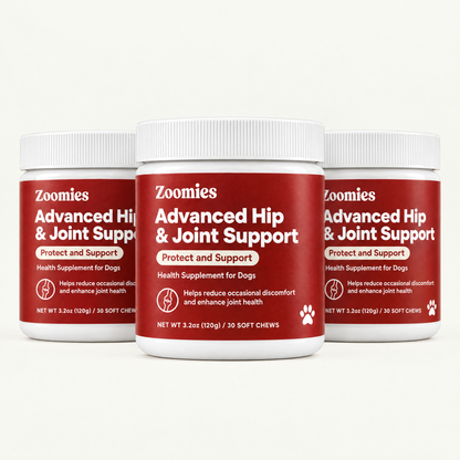 3 jars of Zoomies Advanced Hip & Joint Support
