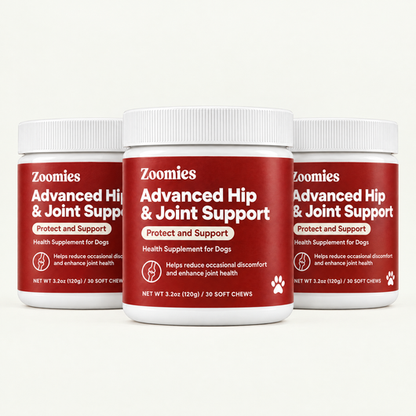 3 jars of Zoomies Advanced Hip & Joint Support