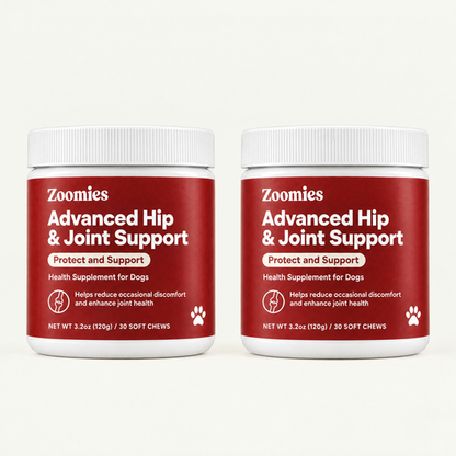 2 jars of Zoomies Advanced Hip & Joint Support